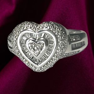 Rare Sterling Silver JWBR .50 ctw. Genuine Diamond Ring Size 8